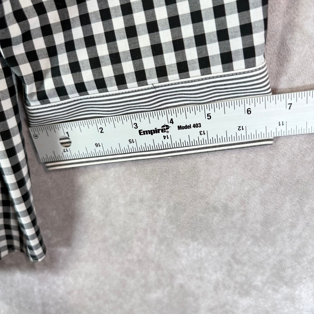 Chico's Button Down Shirt Women 3 Black White Gingham Striped Office Preppy - Picture 9 of 10
